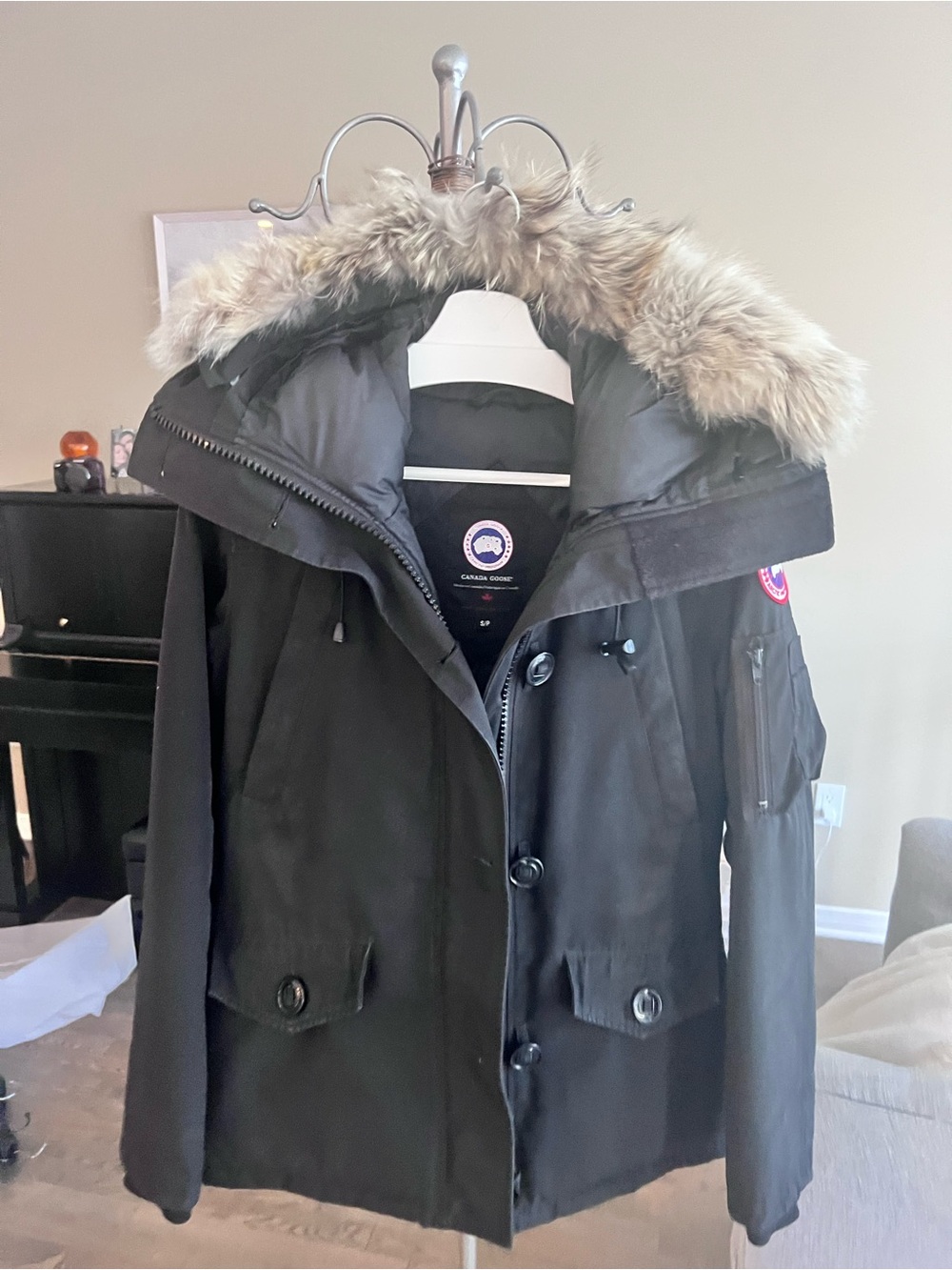 Canada Goose Black Down Parka with Fur-Trim Hood - Women's